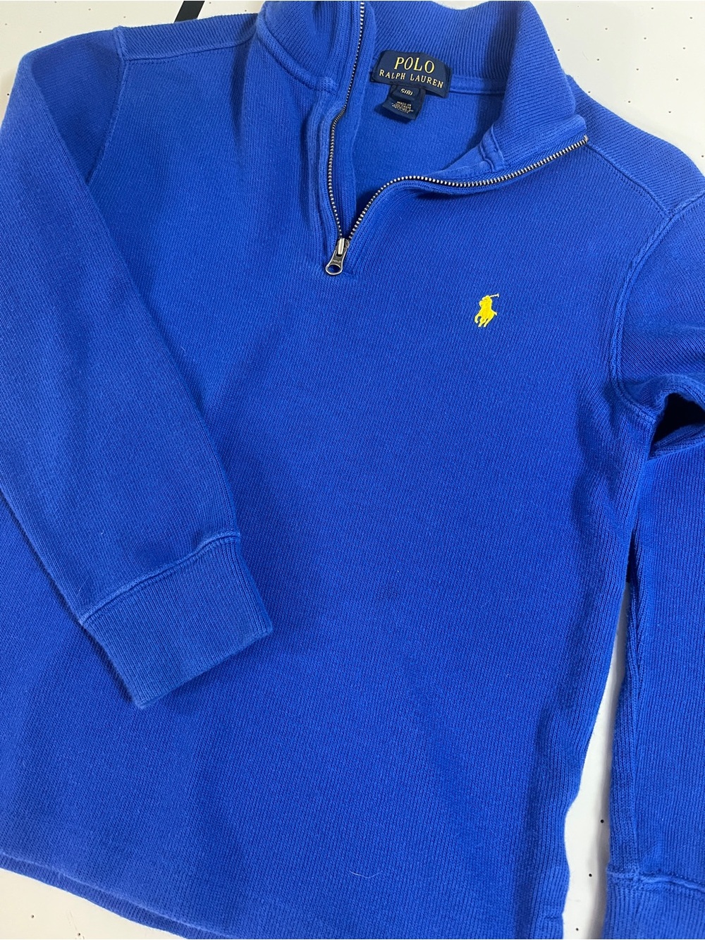 Polo by Ralph Lauren Cobalt Royal Blue Half-Zip pullover boys S (8) NWOT